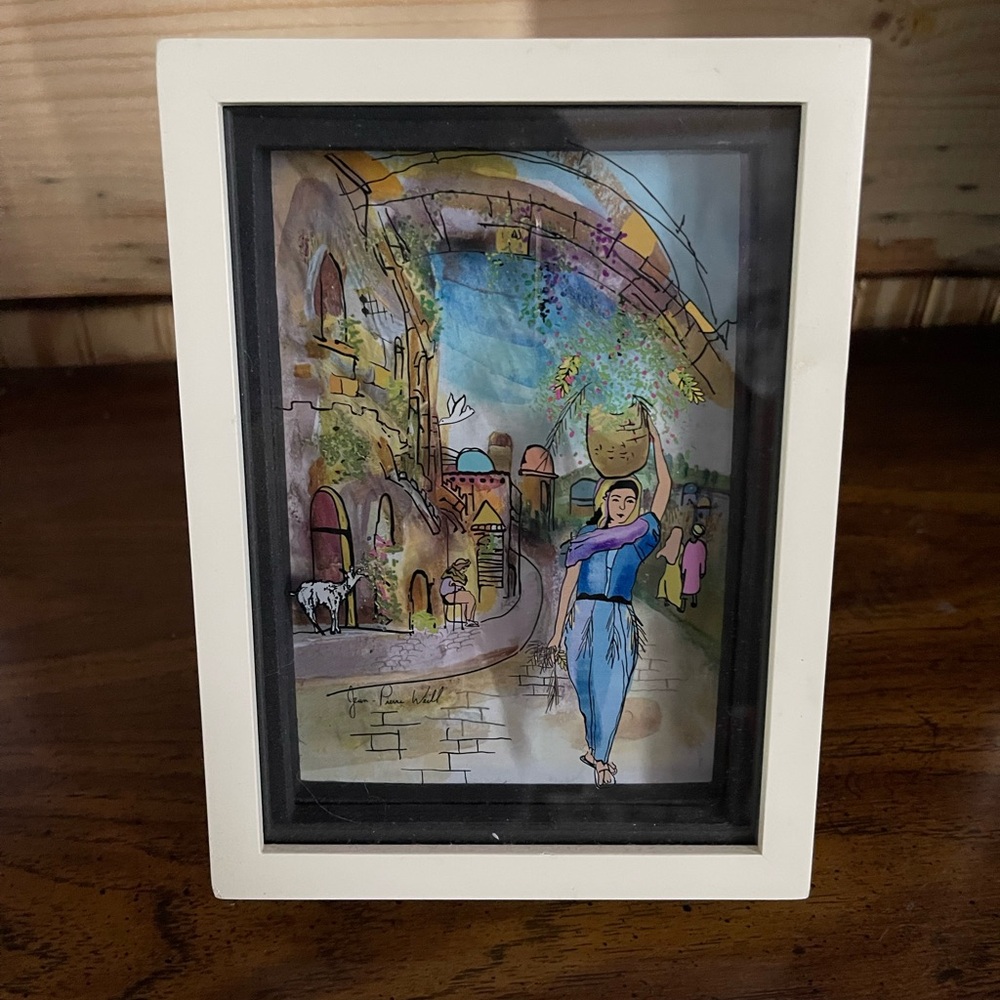 New Jean Pierre Weill 3D Painting on Glass "Ruth" Vitreography Bible Art, Signed